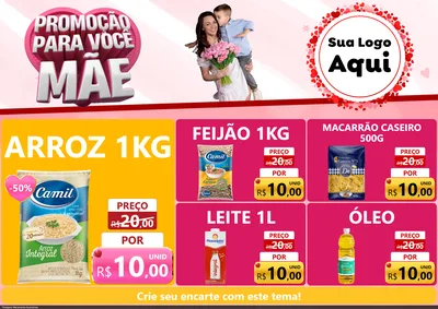 Modelo de Encarte para Encarte A4 Horizontal com o tema Promoção Para Você Mãe para Supermercado