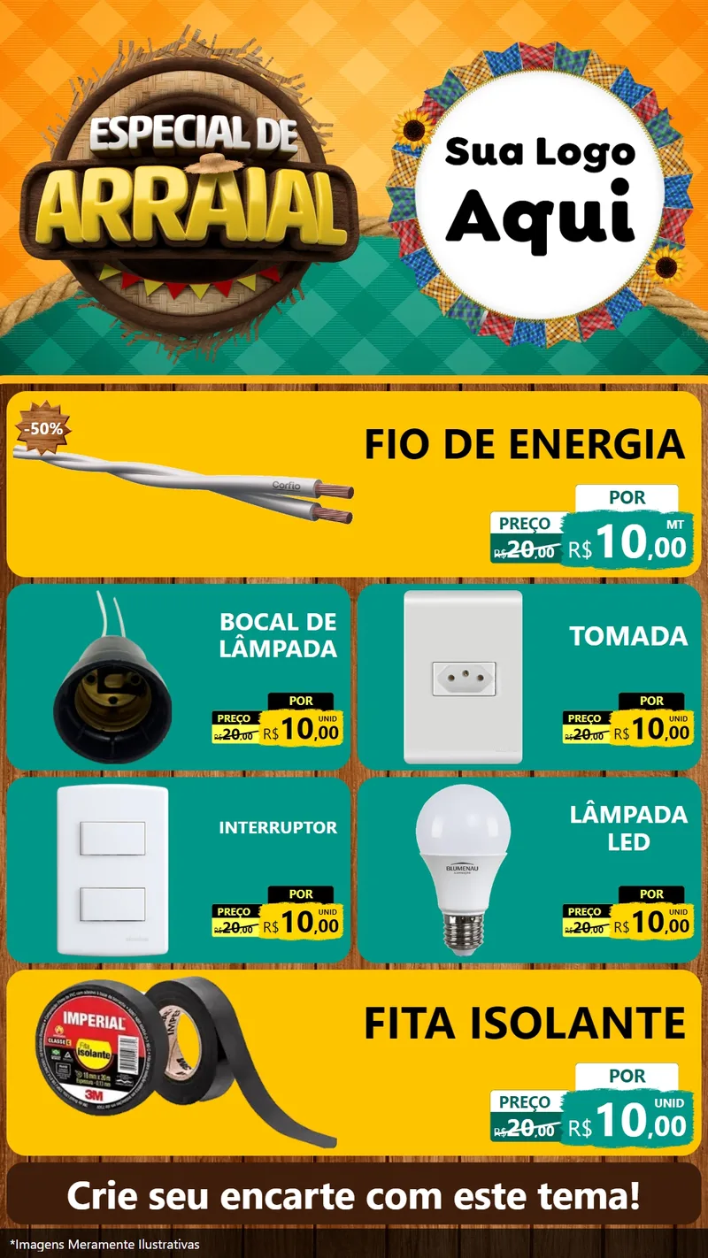 Modelo de TV para TV Vertical com o tema Especial De Arraial para Materiais Elétricos