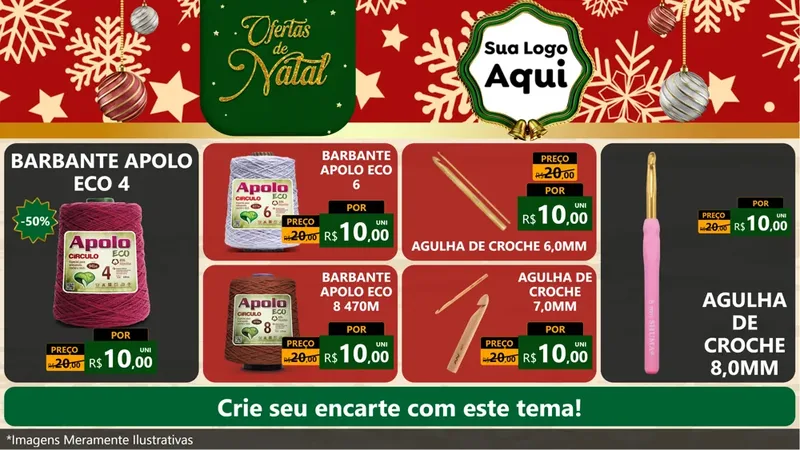 Modelo de TV para TV Horizontal com o tema Natal de Ofertas para Armarinho e Aviamentos