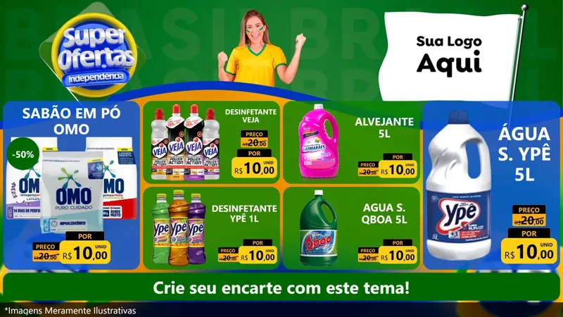 Modelo de TV para TV Horizontal com o tema Super Ofertas de Independência para Produtos de Limpeza