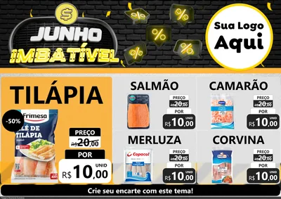 Modelo de Encarte para Encarte A4 Horizontal com o tema Junho Imbatível para Peixaria