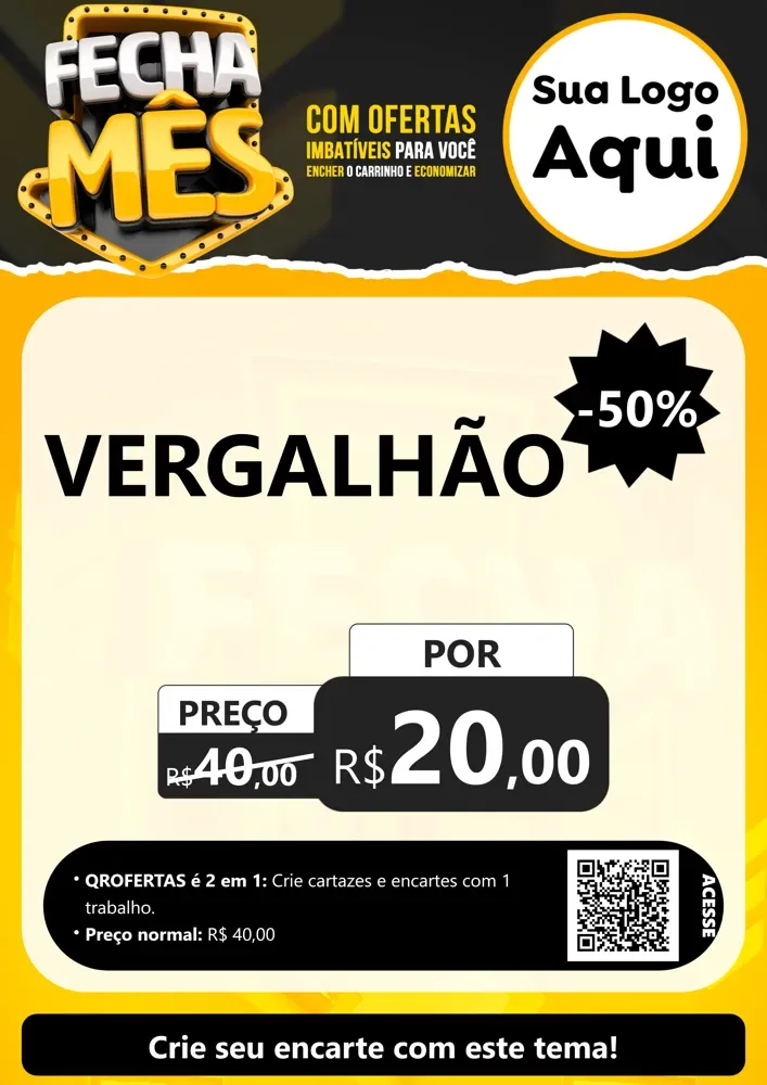 Modelo de Cartaz para Cartaz A4 Vertical com o tema Fecha Mês para Ferragens