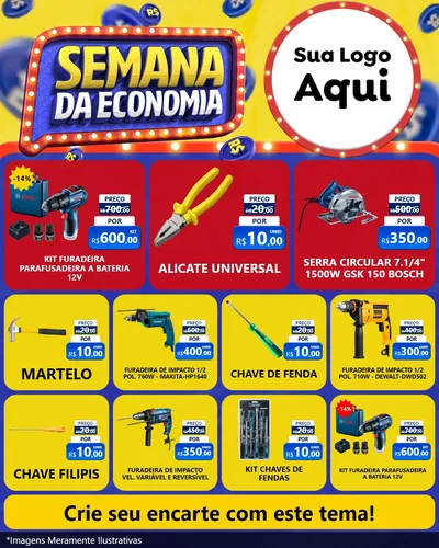 Modelo de Rede Social para Feed Instagram com o tema Semana da Economia para Maquinas e Ferramentas