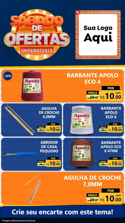 Modelo de TV para TV Vertical com o tema Sábado de Ofertas Imperdíveis para Armarinho e Aviamentos