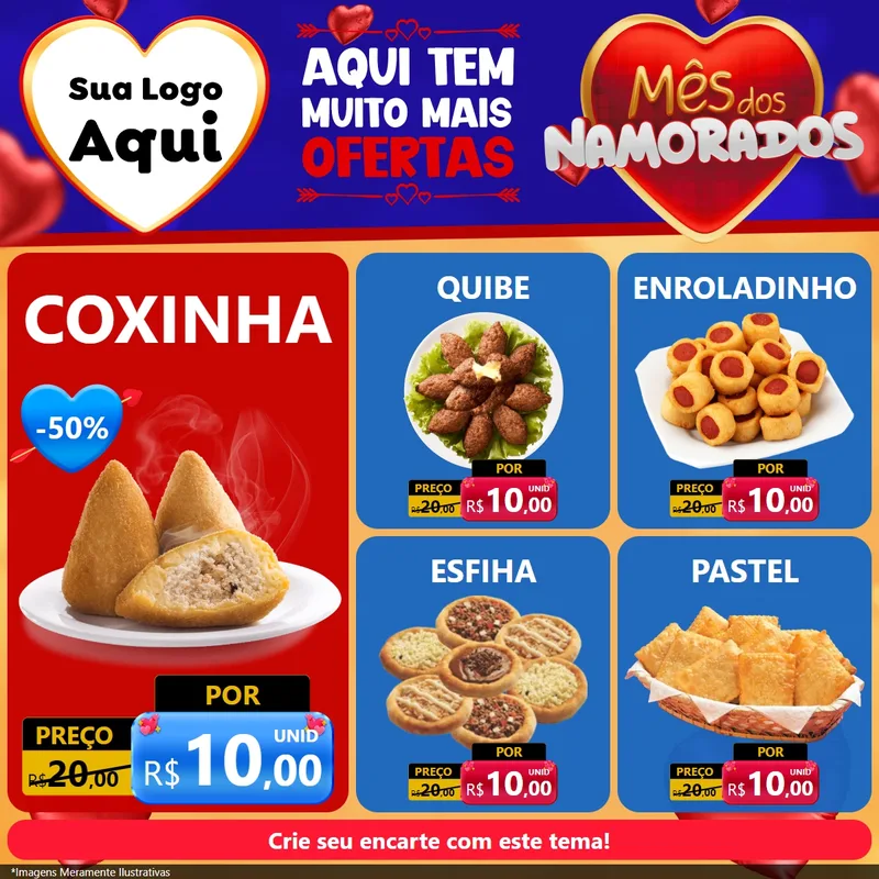 Modelo de Rede Social para Feed Facebook com o tema Mês dos Namorados para Salgadaria