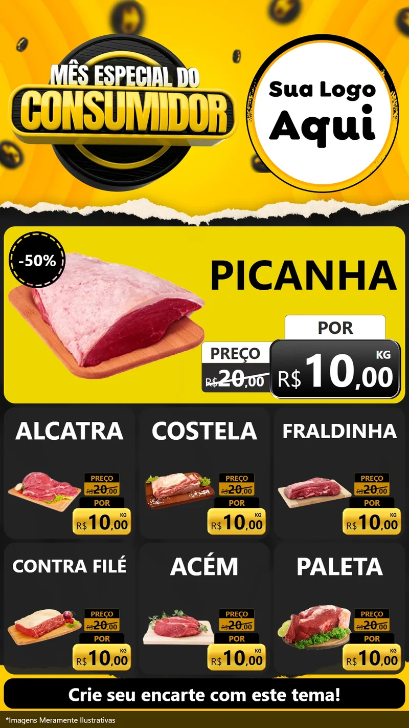 Modelo de Rede Social para Stories com o tema Mês Especial do Consumidor para Açougue
