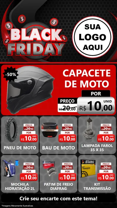 Modelo de Rede Social para Stories com o tema Black Friday para Moto peças