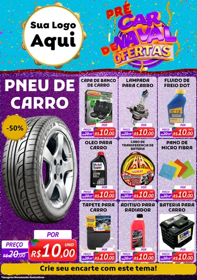 Modelo de Encarte para Encarte A4 Vertical com o tema Pré Carnaval de Ofertas para Auto peças