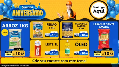 Modelo de TV para TV Horizontal com o tema Semana de Aniversário para Supermercado