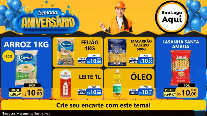 Modelo de TV para TV Horizontal com o tema Semana de Aniversário para Supermercado