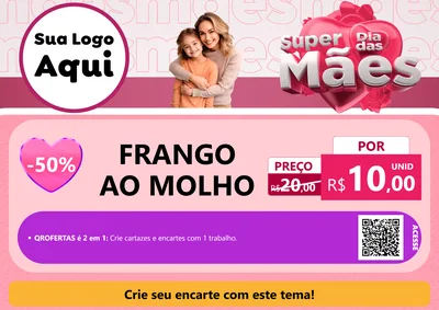 Modelo de Cartaz para Cartaz A4 Horizontal com o tema Super Dia Das Mães para Restaurante