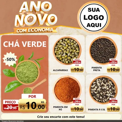 Modelo de Rede Social para Feed Facebook com o tema Ano Novo Com Economia para Produtos Naturais