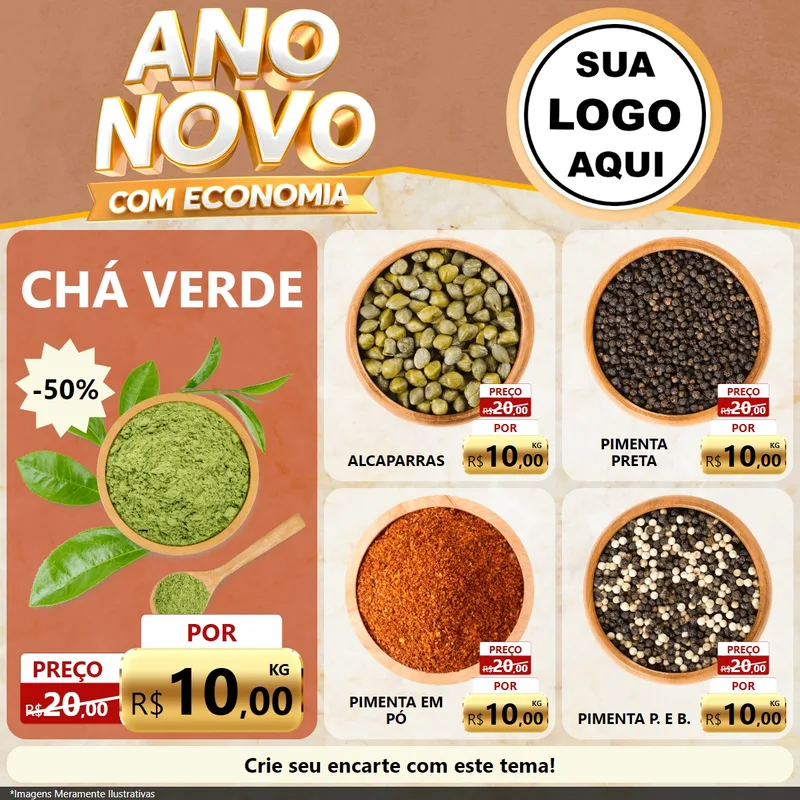 Modelo de Rede Social para Feed Facebook com o tema Ano Novo Com Economia para Produtos Naturais