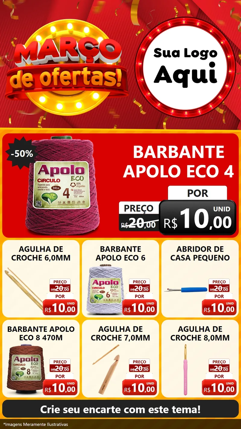 Modelo de Rede Social para Stories com o tema Março de Ofertas! para Armarinho e Aviamentos