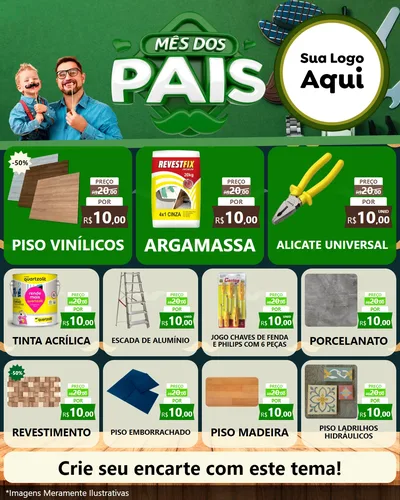 Modelo de Rede Social para Feed Instagram com o tema Mês dos Pais para Material para Construção