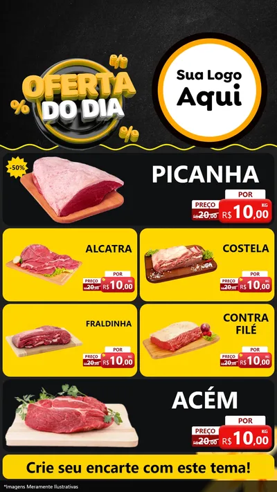 Modelo de TV para TV Vertical com o tema Oferta Do Dia para Açougue