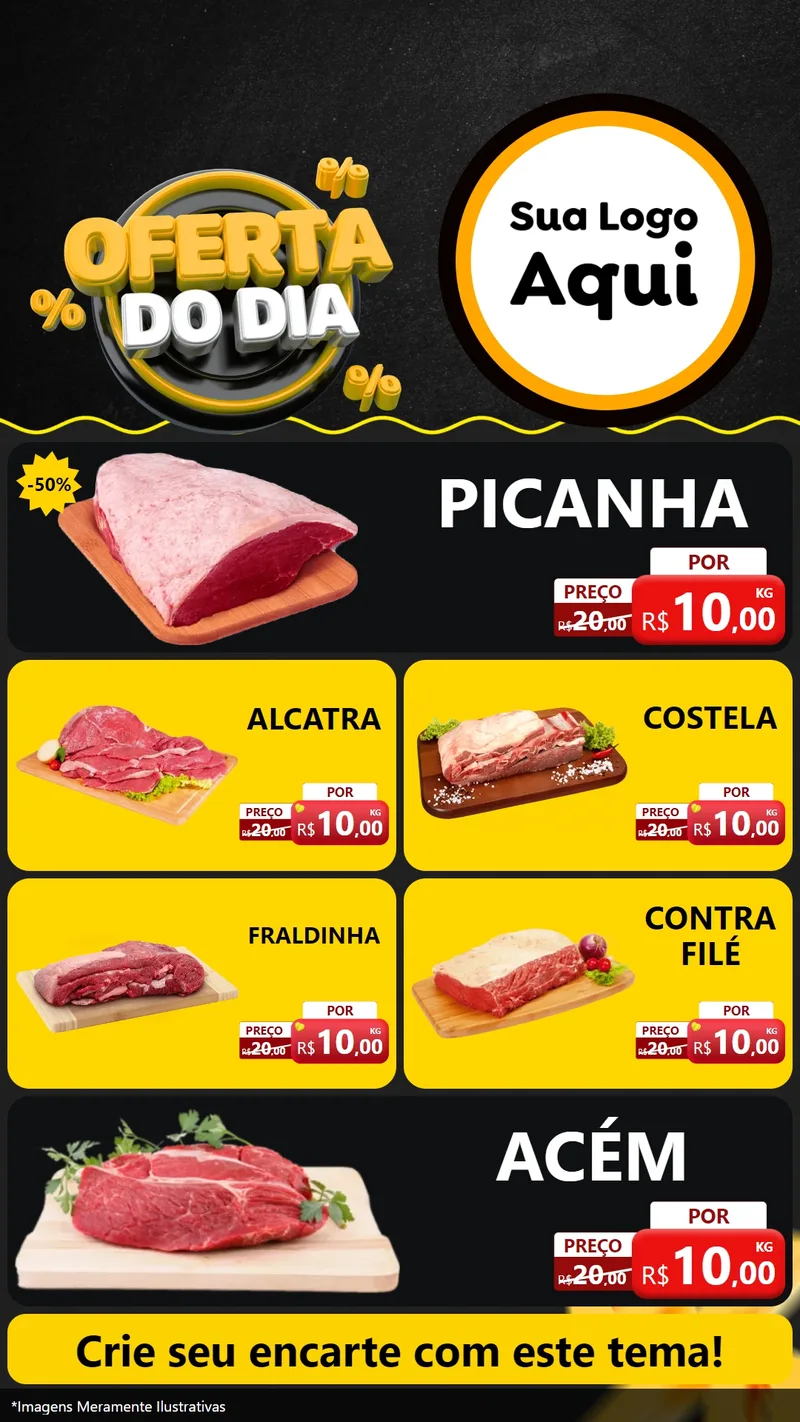 Modelo de TV para TV Vertical com o tema Oferta Do Dia para Açougue