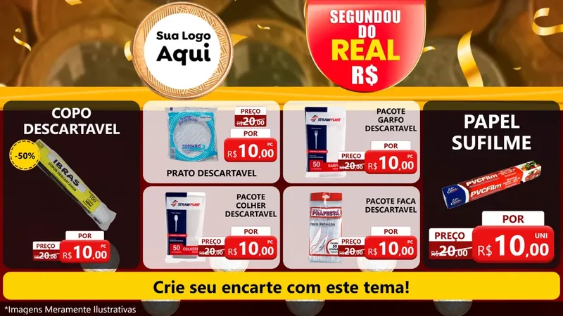 Modelo de TV para TV Horizontal com o tema Segundou do Real para Embalagens