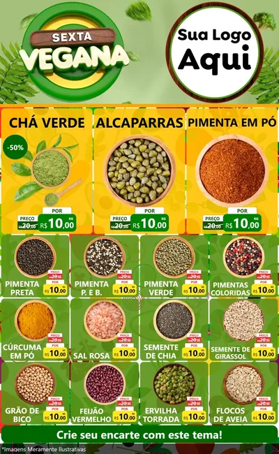 Modelo de Encarte para Encarte Grande com o tema Sexta Vegana para Produtos Naturais