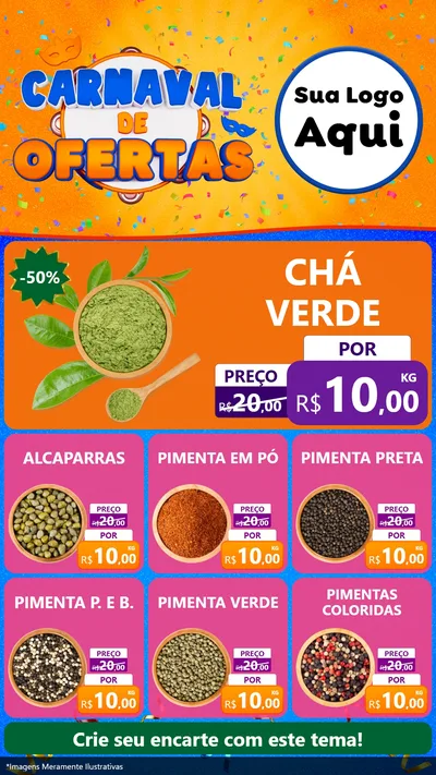 Modelo de Rede Social para Stories com o tema Carnaval de Ofertas para Produtos Naturais