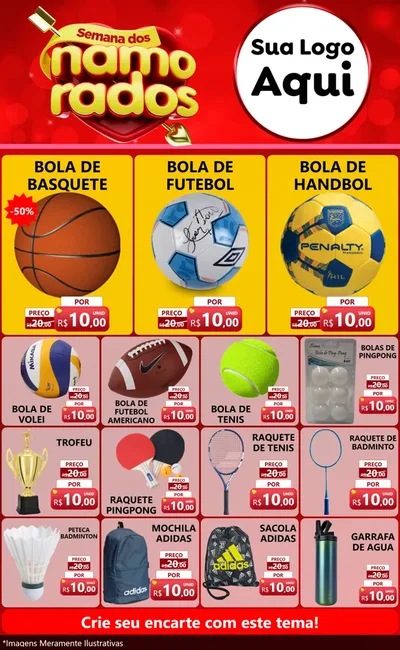 Modelo de Encarte para Encarte Grande com o tema Semana dos namorados para Artigos Esportivos
