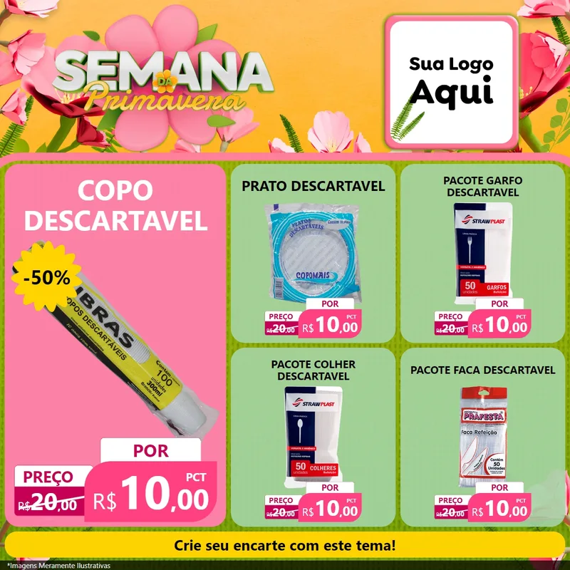 Modelo de Rede Social para Feed Facebook com o tema Semana da Primavera para Embalagens