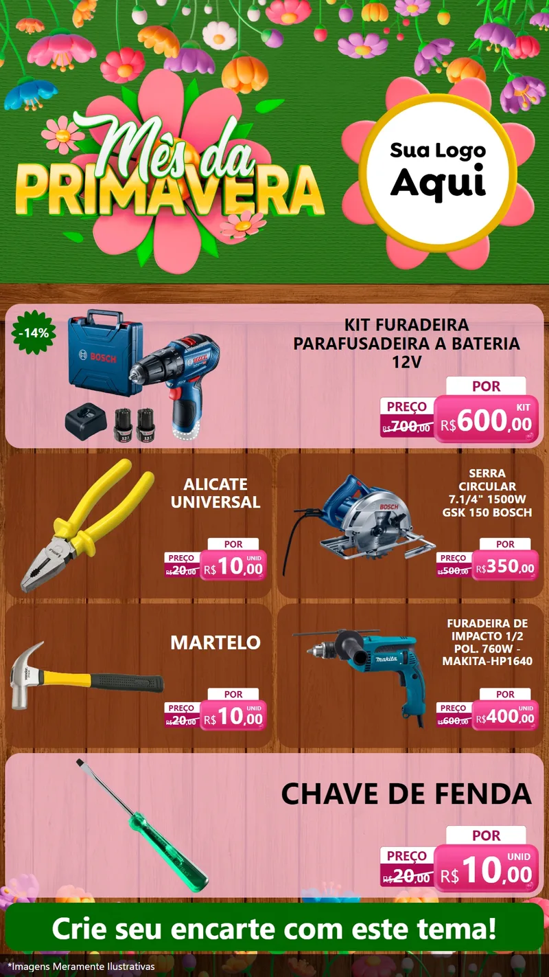 Modelo de TV para TV Vertical com o tema Mês da Primavera para Maquinas e Ferramentas