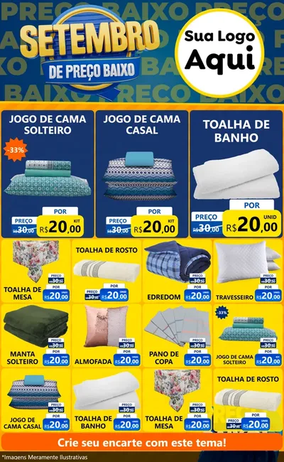 Modelo de Encarte para Encarte Grande com o tema Setembro De Preço Baixo para Cama, Mesa e Banho
