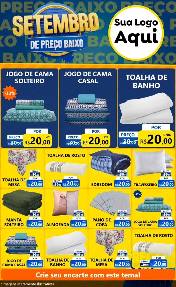Modelo de Encarte para Encarte Grande com o tema Setembro De Preço Baixo para Cama, Mesa e Banho