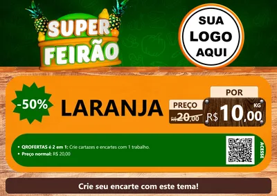 Modelo de Cartaz para Cartaz A4 Horizontal com o tema Super Feirão para Hortifrúti
