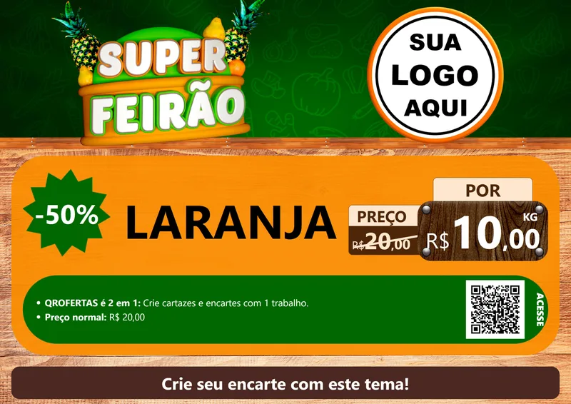 Modelo de Cartaz para Cartaz A4 Horizontal com o tema Super Feirão para Hortifrúti