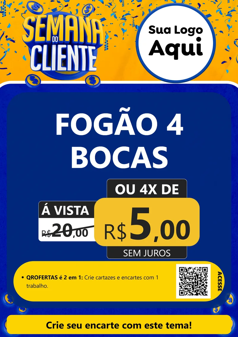 Modelo de Cartaz para Cartaz A4 Vertical com o tema Semana do Cliente para Móveis e Eletro