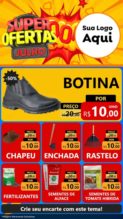 Modelo de Rede Social para Stories com o tema Super Ofertas Julho para Agropecuária