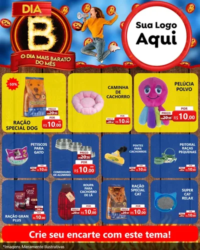 Modelo de Rede Social para Feed Instagram com o tema Dia B - O Dia Mais Barato Do Mês para Pet Shop