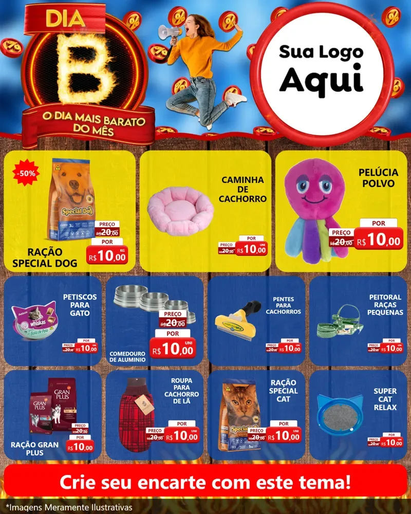 Modelo de Rede Social para Feed Instagram com o tema Dia B - O Dia Mais Barato Do Mês para Pet Shop