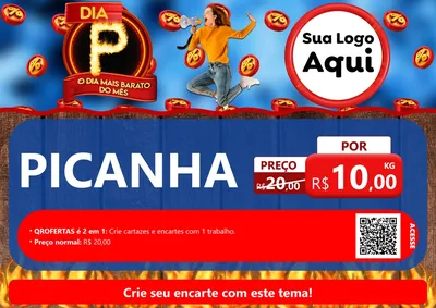 Modelo de Cartaz para Cartaz A4 Horizontal com o tema Dia P - O Dia Mais Barato Do Mês para Açougue