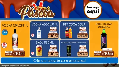 Modelo de TV para TV Horizontal com o tema Ofertas de Páscoa para Distribuidora de bebidas