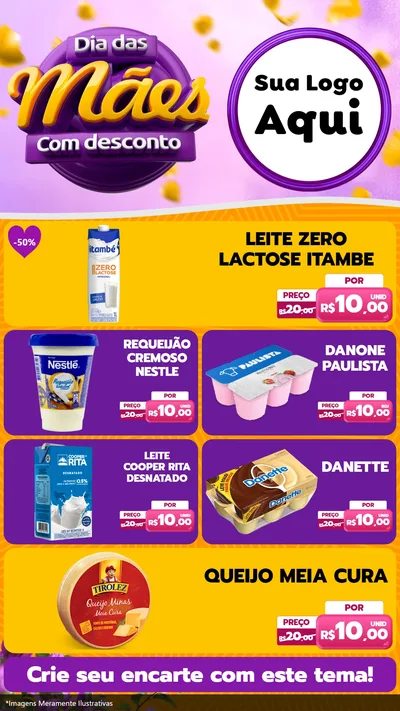 Modelo de TV para TV Vertical com o tema Dia das Mães com Desconto para Frios e Laticínios