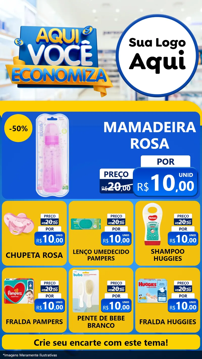 Modelo de Rede Social para Stories com o tema Aqui Você Economiza para Bebês