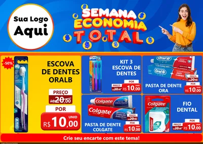 Modelo de Encarte para Encarte A4 Horizontal com o tema Semana Economia Total para Higiene Pessoal