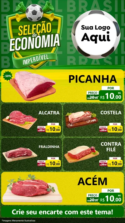 Modelo de TV para TV Vertical com o tema Seleção de Economia - Copa para Açougue