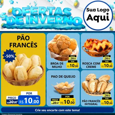 Modelo de Rede Social para Feed Facebook com o tema Ofertas de Inverno para Padaria