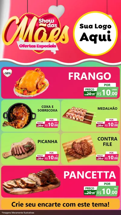 Modelo de TV para TV Vertical com o tema Show das Mães - Ofertas Especiais para Assados