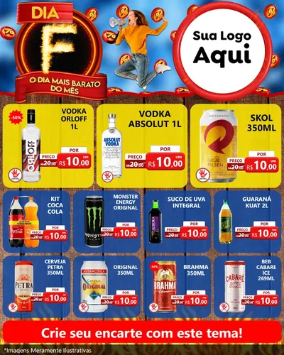 Modelo de Rede Social para Feed Instagram com o tema Dia F - O Dia Mais Barato Do Mês para Distribuidora de bebidas