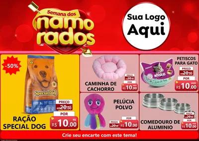 Modelo de Encarte para Encarte A4 Horizontal com o tema Semana dos namorados para Pet Shop