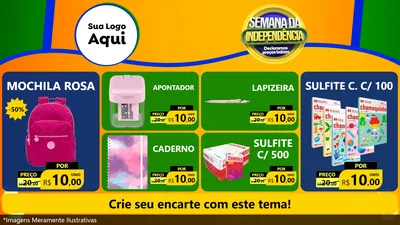 Modelo de TV para TV Horizontal com o tema Semana da Independência Declaramos Preços Baixos para Papelaria