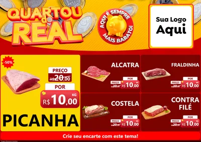 Modelo de Encarte para Encarte A4 Horizontal com o tema Quartou do Real para Açougue