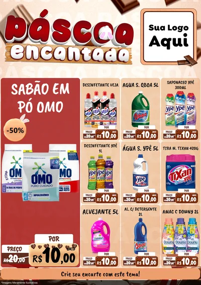 Modelo de Encarte para Encarte A4 Vertical com o tema Páscoa Encantada para Produtos de Limpeza