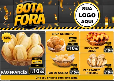 Modelo de Encarte para Encarte A4 Horizontal com o tema Bota Fora para Padaria