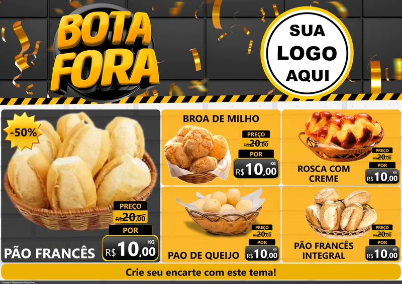 Modelo de Encarte para Encarte A4 Horizontal com o tema Bota Fora para Padaria